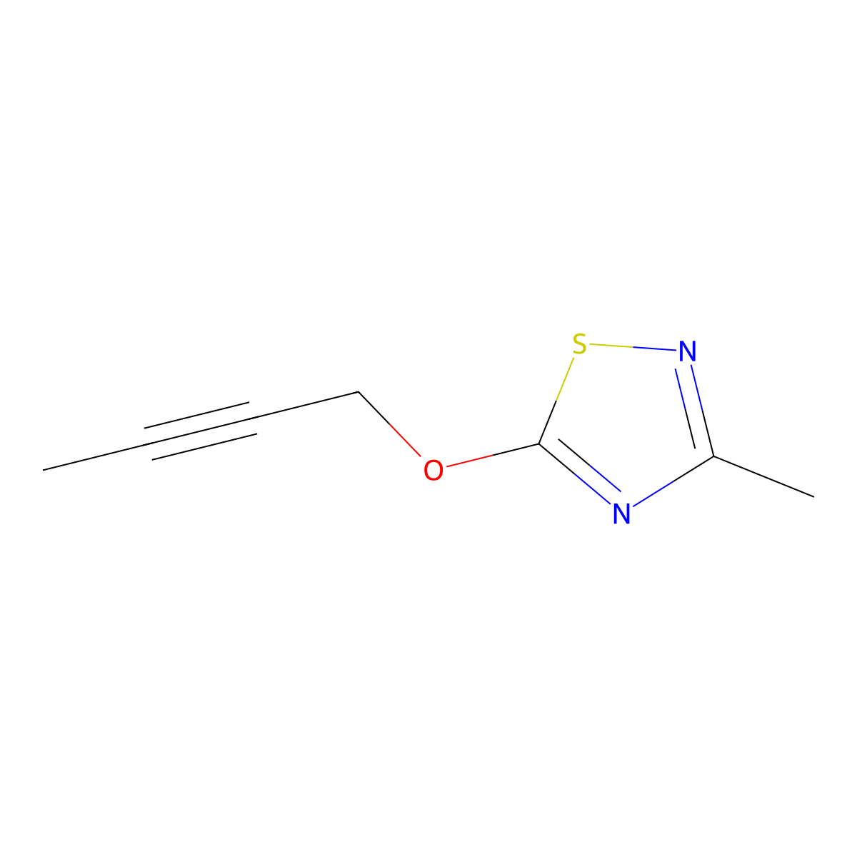 5-(But-2-yn-1-yloxy)-3-methyl-1,2,4-thiadiazole molecular structure, CAS 2202047-28-5