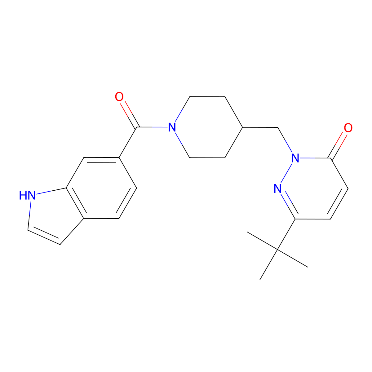 6-tert-butyl-2-{[1-(1H-indole-6-carbonyl)piperidin-4-yl]methyl}-2,3-dihydropyridazin-3-one molecular structure, CAS 2202050-14-2
