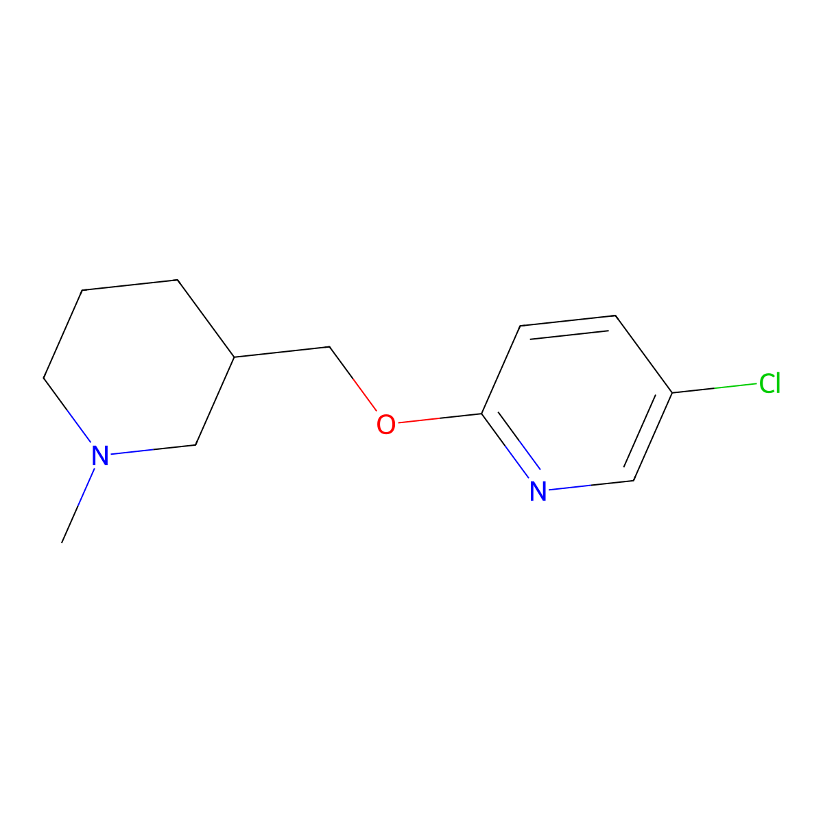 5-Chloro-2-[(1-methylpiperidin-3-yl)methoxy]pyridine molecular structure, CAS 2202077-73-2