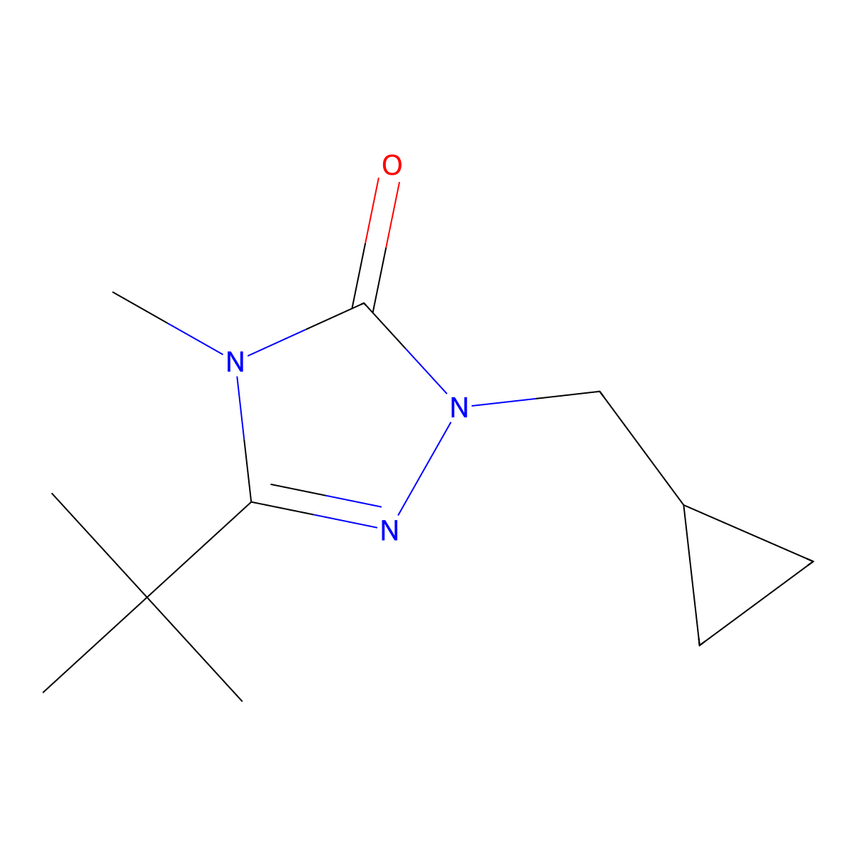 3-tert-butyl-1-(cyclopropylmethyl)-4-methyl-4,5-dihydro-1H-1,2,4-triazol-5-one molecular structure, CAS 2202080-08-6