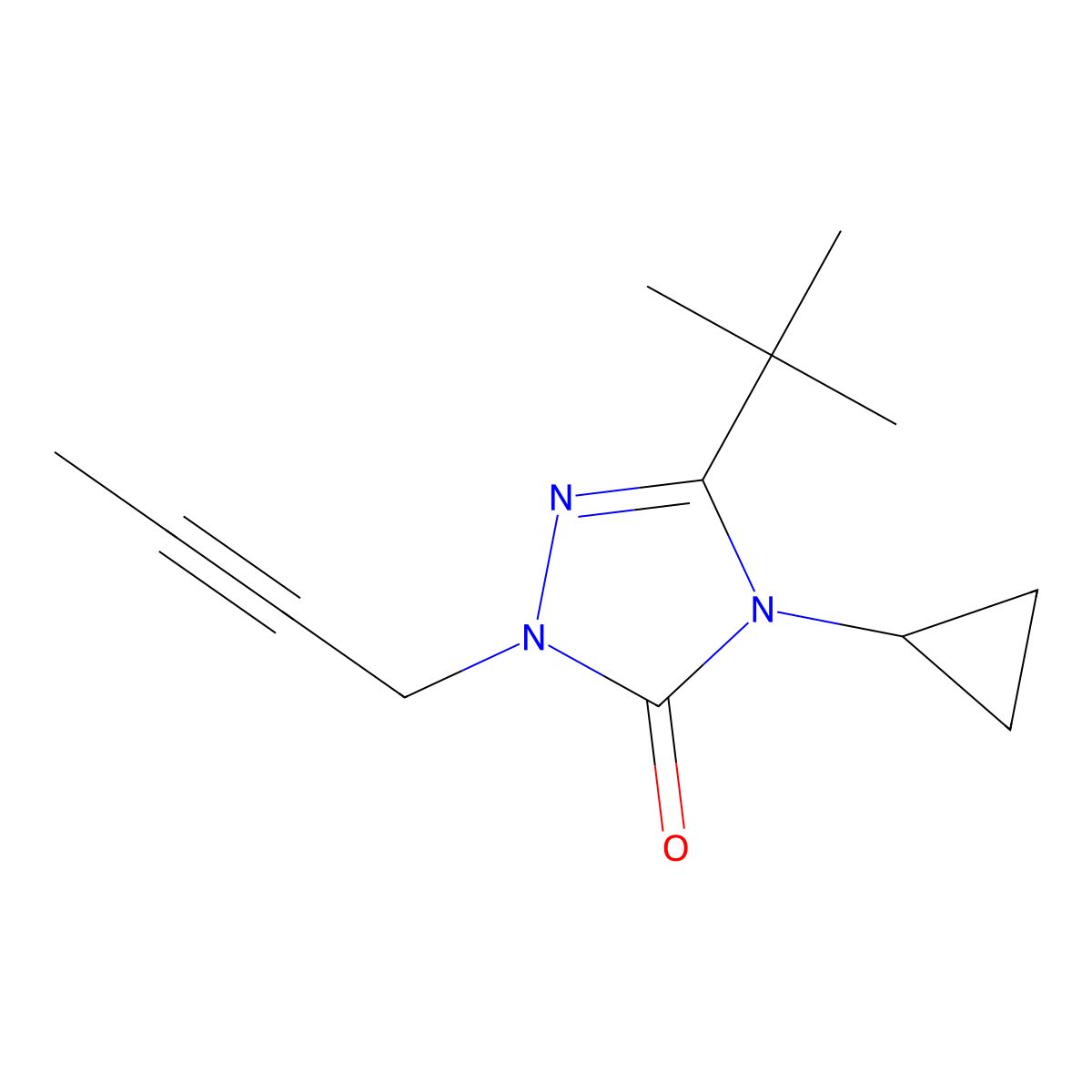 1-(but-2-yn-1-yl)-3-tert-butyl-4-cyclopropyl-4,5-dihydro-1H-1,2,4-triazol-5-one molecular structure, CAS 2202080-65-5