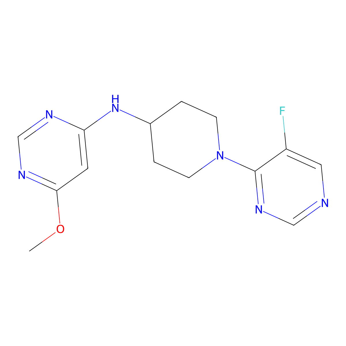 N-[1-(5-fluoropyrimidin-4-yl)piperidin-4-yl]-6-methoxypyrimidin-4-amine molecular structure, CAS 2202081-22-7