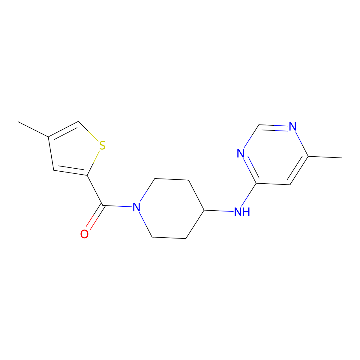 6-methyl-N-[1-(4-methylthiophene-2-carbonyl)piperidin-4-yl]pyrimidin-4-amine molecular structure, CAS 2202082-78-6