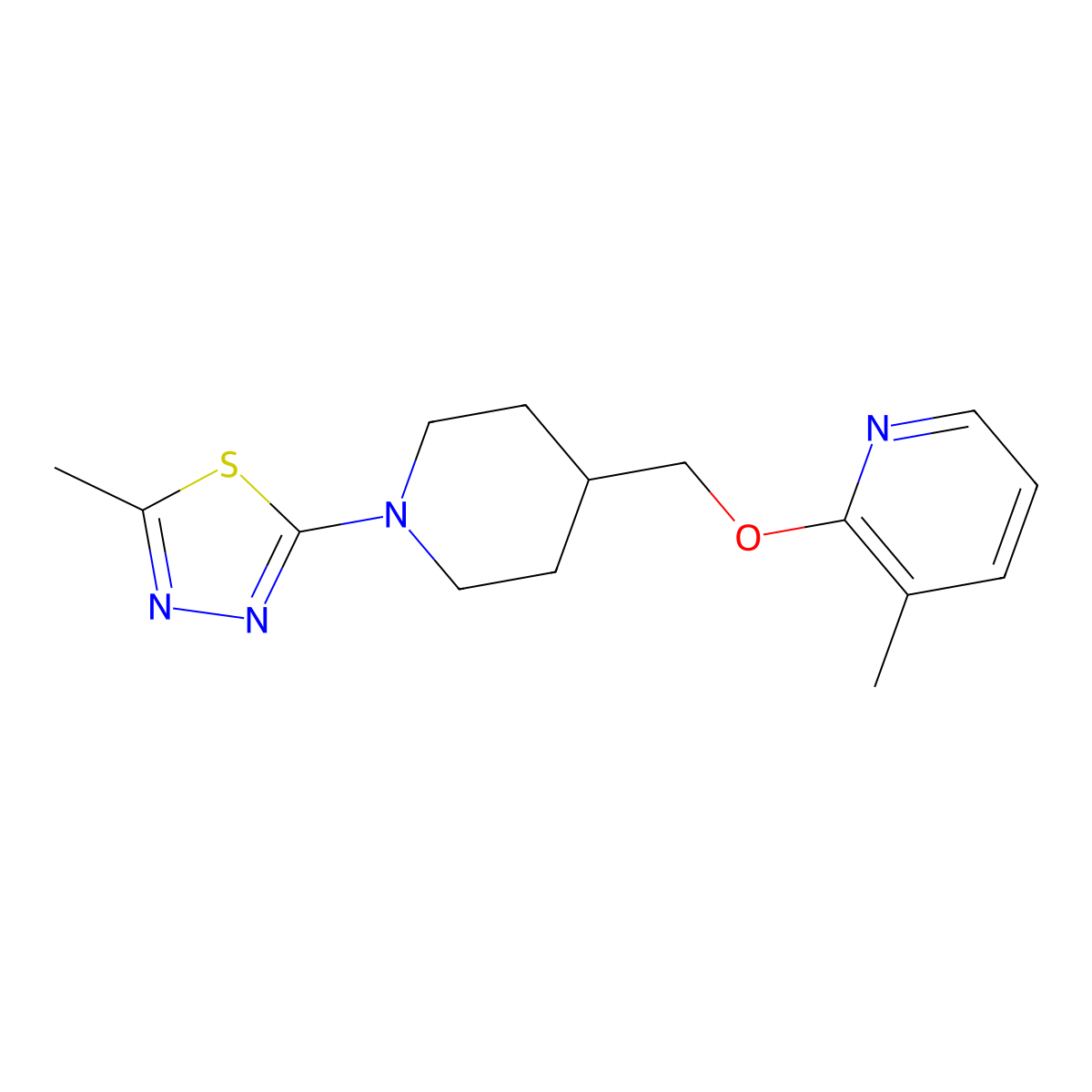 3-Methyl-2-{[1-(5-methyl-1,3,4-thiadiazol-2-yl)piperidin-4-yl]methoxy}pyridine molecular structure, CAS 2202083-39-2