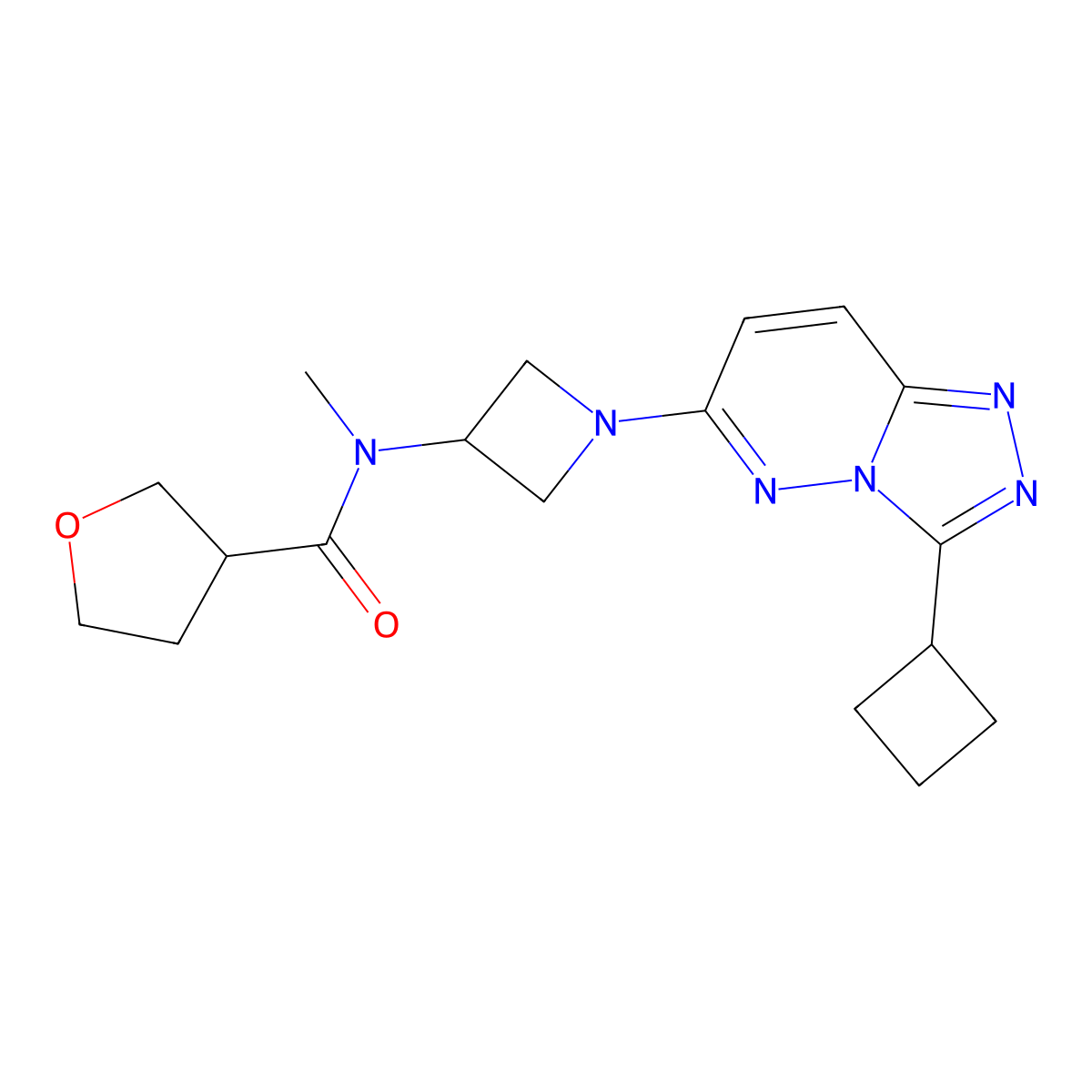 N-(1-{3-cyclobutyl-[1,2,4]triazolo[4,3-b]pyridazin-6-yl}azetidin-3-yl)-N-methyloxolane-3-carboxamide molecular structure, CAS 2202084-07-7