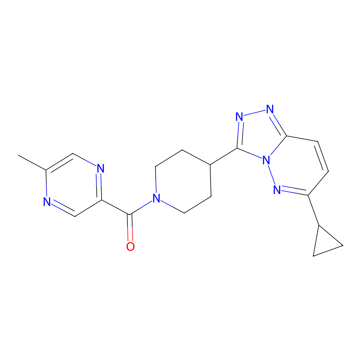 2-(4-{6-Cyclopropyl-[1,2,4]triazolo[4,3-b]pyridazin-3-yl}piperidine-1-carbonyl)-5-methylpyrazine molecular structure, CAS 2202086-80-2