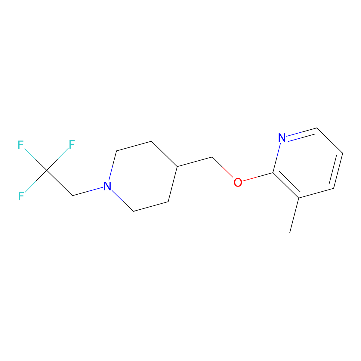 3-Methyl-2-{[1-(2,2,2-trifluoroethyl)piperidin-4-yl]methoxy}pyridine molecular structure, CAS 2202088-17-1