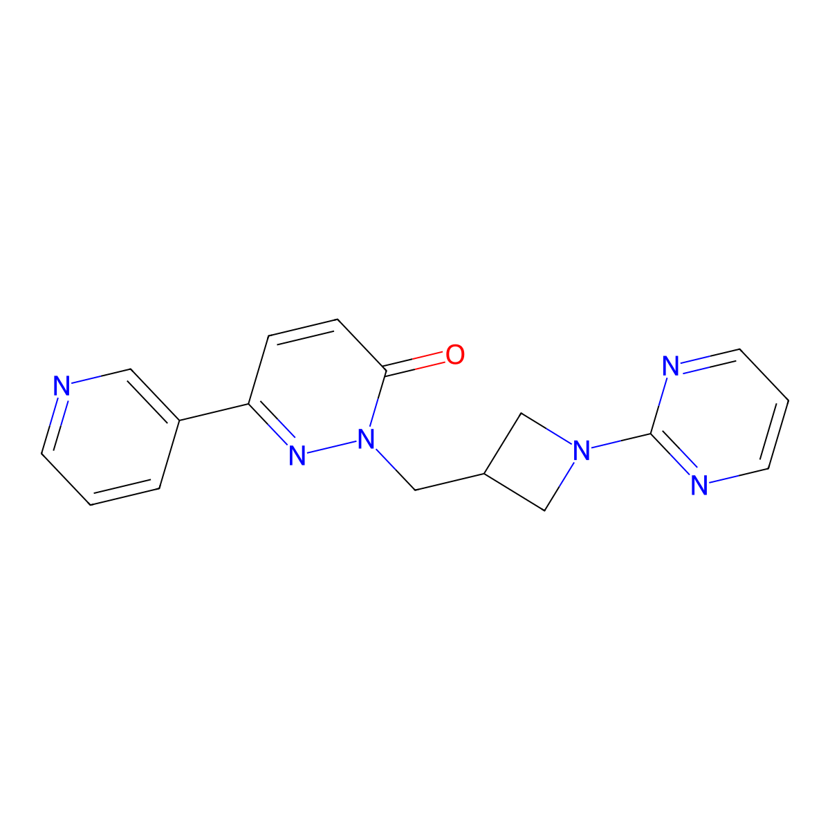 6-(Pyridin-3-yl)-2-{[1-(pyrimidin-2-yl)azetidin-3-yl]methyl}-2,3-dihydropyridazin-3-one molecular structure, CAS 2202117-65-3