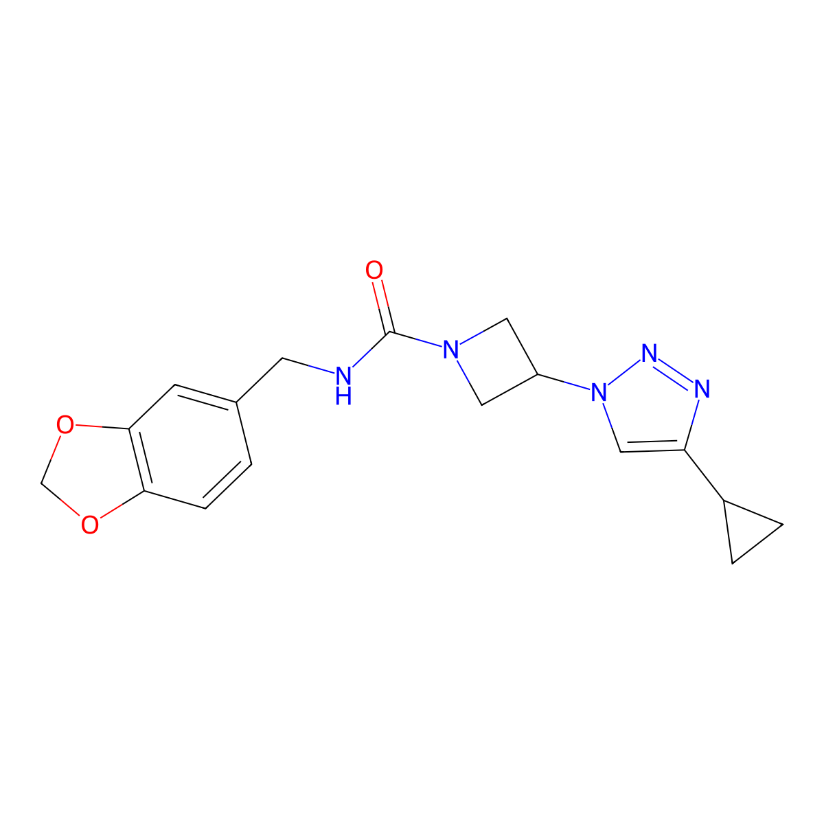 N-(benzo[d][1,3]dioxol-5-ylmethyl)-3-(4-cyclopropyl-1H-1,2,3-triazol-1-yl)azetidine-1-carboxamide molecular structure, CAS 2202120-40-7