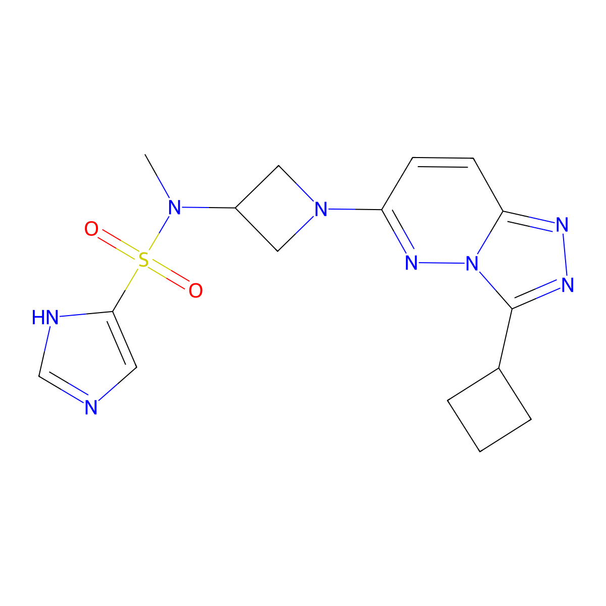 N-(1-{3-cyclobutyl-[1,2,4]triazolo[4,3-b]pyridazin-6-yl}azetidin-3-yl)-N-methyl-1H-imidazole-4-sulfonamide molecular structure, CAS 2202120-53-2