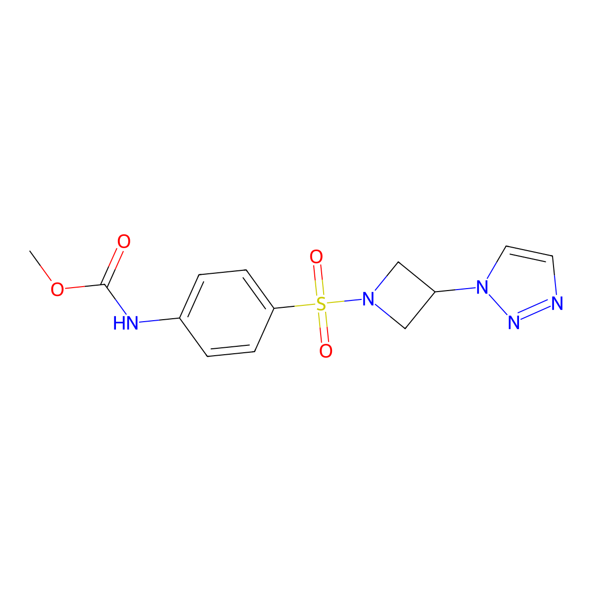 methyl (4-((3-(1H-1,2,3-triazol-1-yl)azetidin-1-yl)sulfonyl)phenyl)carbamate molecular structure, CAS 2202121-76-2