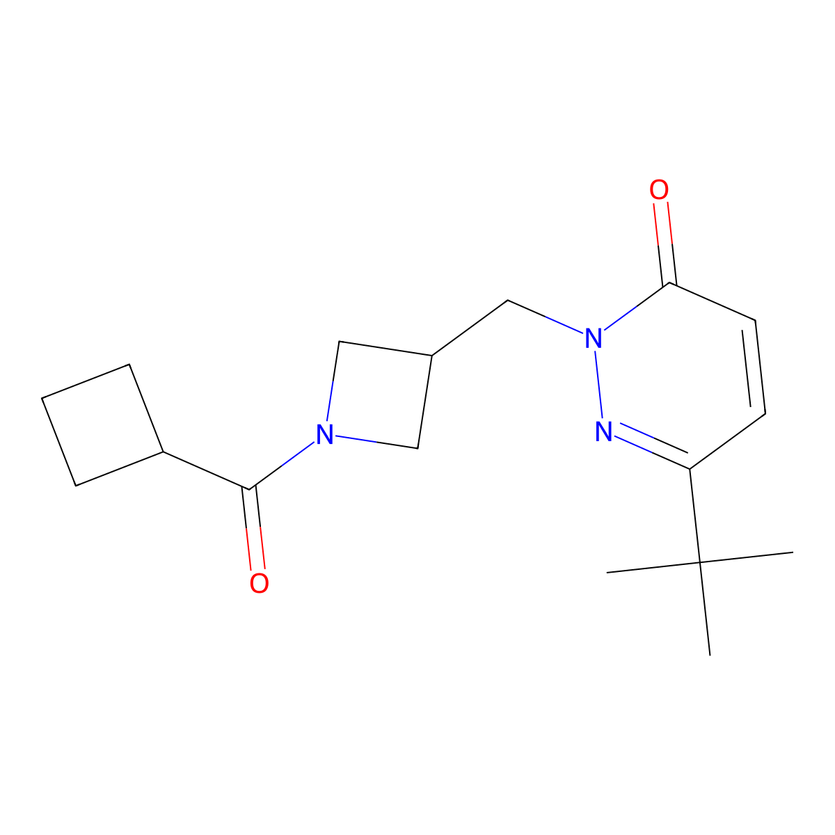 6-Tert-butyl-2-[(1-cyclobutanecarbonylazetidin-3-yl)methyl]-2,3-dihydropyridazin-3-one molecular structure, CAS 2202161-19-9