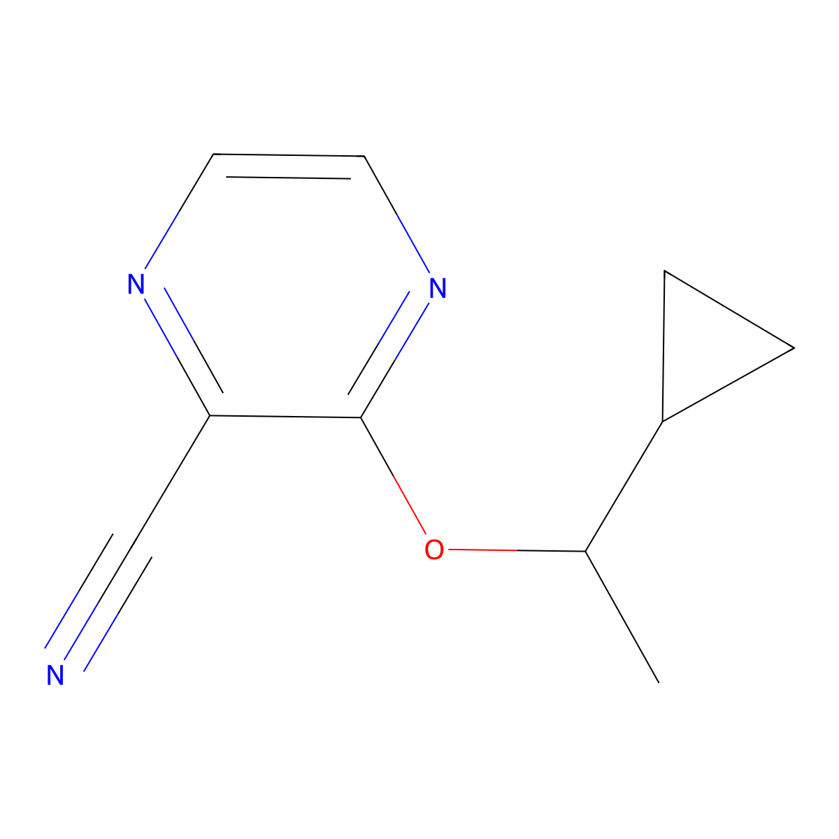 3-(1-Cyclopropylethoxy)pyrazine-2-carbonitrile molecular structure, CAS 2202162-75-0
