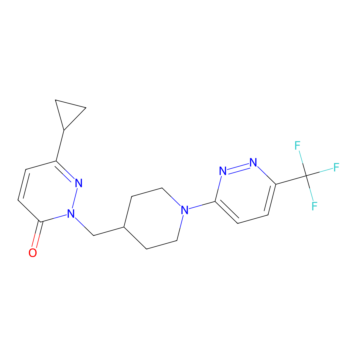 6-Cyclopropyl-2-({1-[6-(trifluoromethyl)pyridazin-3-yl]piperidin-4-yl}methyl)-2,3-dihydropyridazin-3-one molecular structure, CAS 2202163-38-8