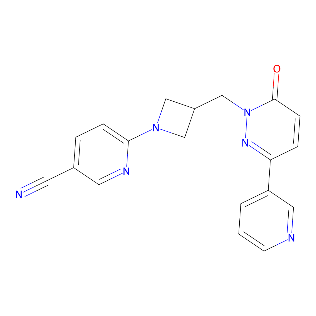 6-(3-{[6-Oxo-3-(pyridin-3-yl)-1,6-dihydropyridazin-1-yl]methyl}azetidin-1-yl)pyridine-3-carbonitrile molecular structure, CAS 2202166-78-5