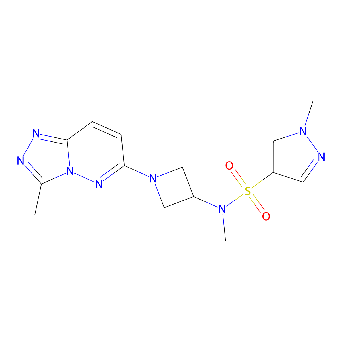 N,1-dimethyl-N-(1-{3-methyl-[1,2,4]triazolo[4,3-b]pyridazin-6-yl}azetidin-3-yl)-1H-pyrazole-4-sulfonamide molecular structure, CAS 2202169-72-8