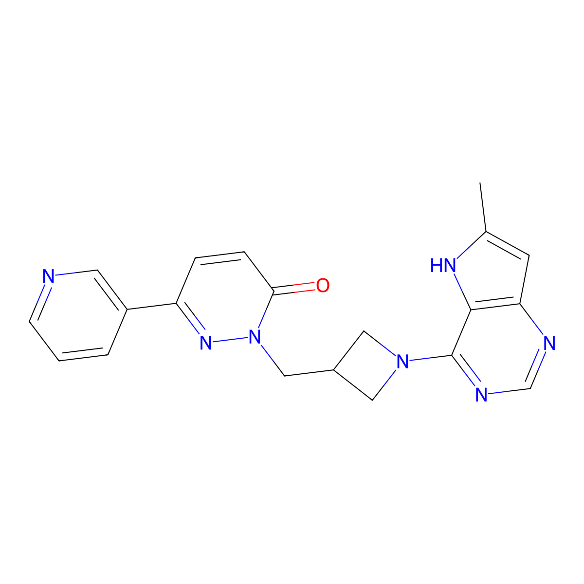 2-[(1-{6-methyl-5H-pyrrolo[3,2-d]pyrimidin-4-yl}azetidin-3-yl)methyl]-6-(pyridin-3-yl)-2,3-dihydropyridazin-3-one molecular structure, CAS 2202170-99-6