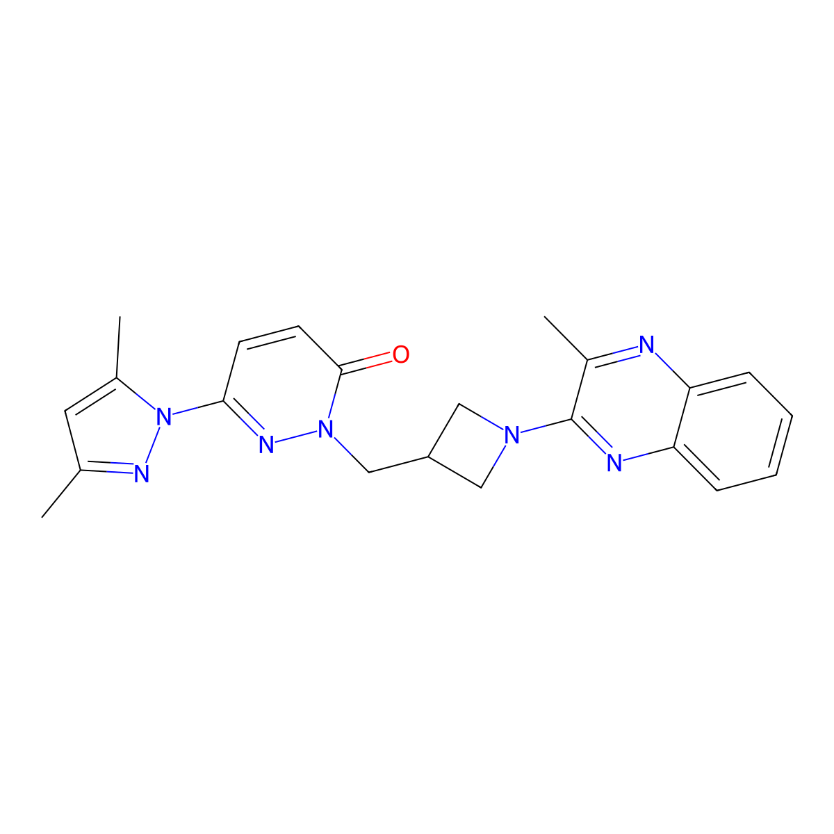 6-(3,5-dimethyl-1H-pyrazol-1-yl)-2-{[1-(3-methylquinoxalin-2-yl)azetidin-3-yl]methyl}-2,3-dihydropyridazin-3-one molecular structure, CAS 2202171-42-2