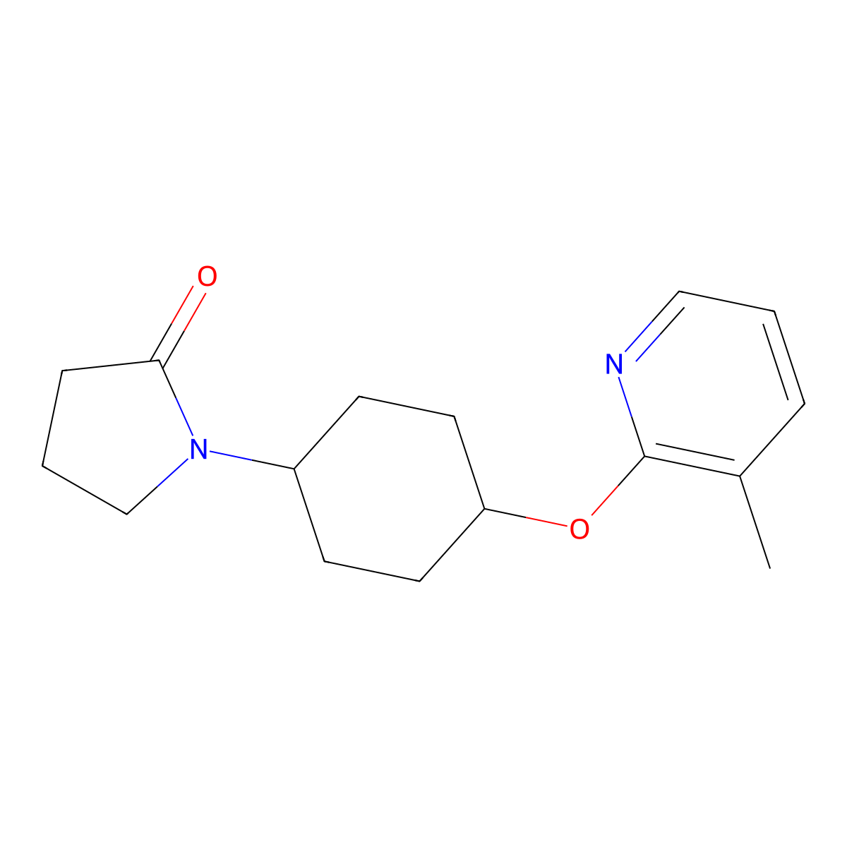 1-{4-[(3-Methylpyridin-2-yl)oxy]cyclohexyl}pyrrolidin-2-one molecular structure, CAS 2202176-31-4
