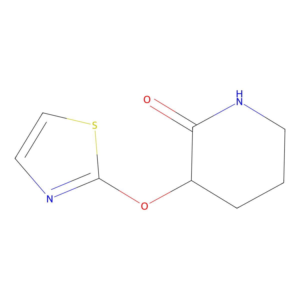 3-(1,3-Thiazol-2-yloxy)piperidin-2-one molecular structure, CAS 2202176-38-1