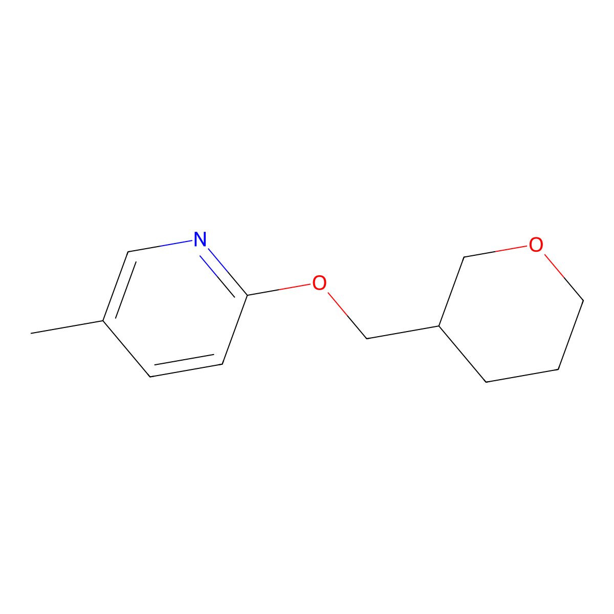 5-Methyl-2-[(oxan-3-yl)methoxy]pyridine molecular structure, CAS 2202176-70-1