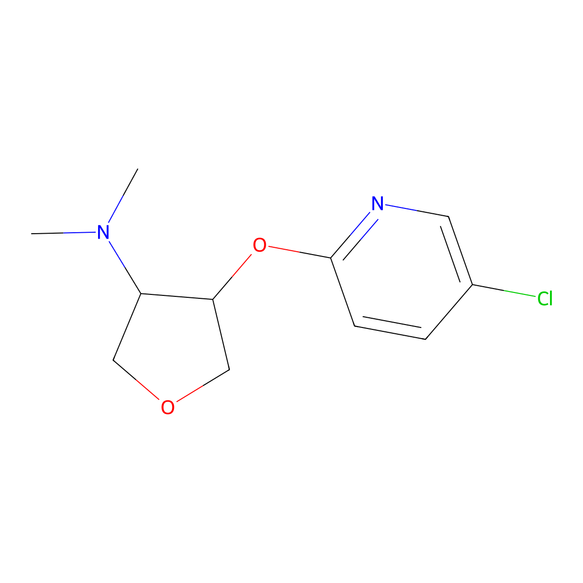 4-[(5-chloropyridin-2-yl)oxy]-N,N-dimethyloxolan-3-amine molecular structure, CAS 2202177-69-1