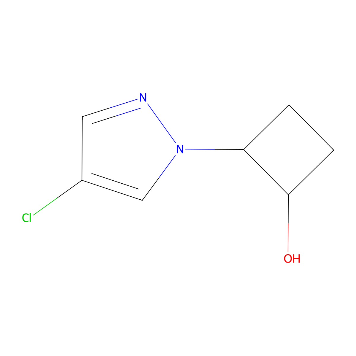 2-(4-chloro-1H-pyrazol-1-yl)cyclobutan-1-ol molecular structure, CAS 2202177-78-2