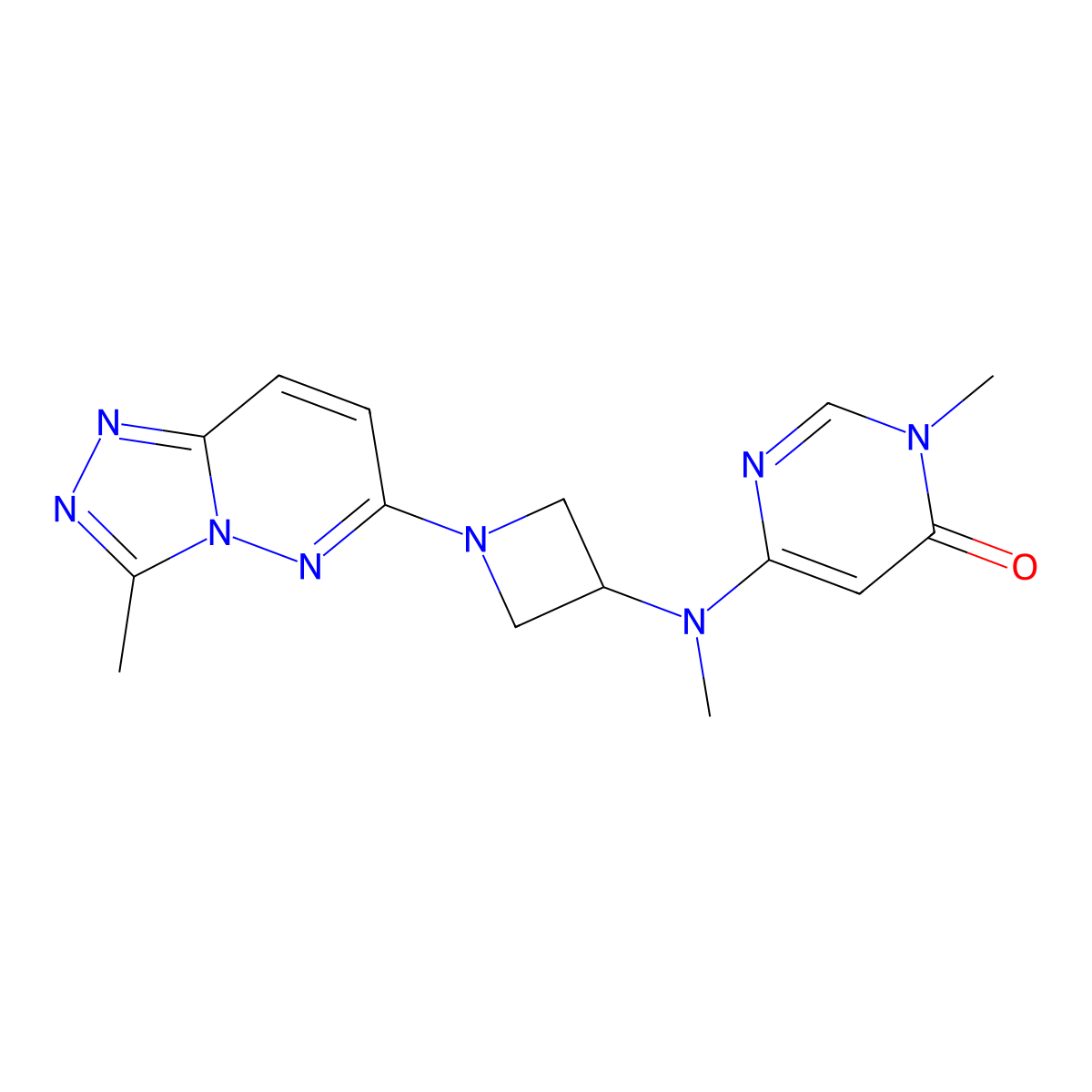 3-Methyl-6-[methyl(1-{3-methyl-[1,2,4]triazolo[4,3-b]pyridazin-6-yl}azetidin-3-yl)amino]-3,4-dihydropyrimidin-4-one molecular structure, CAS 2202208-46-4