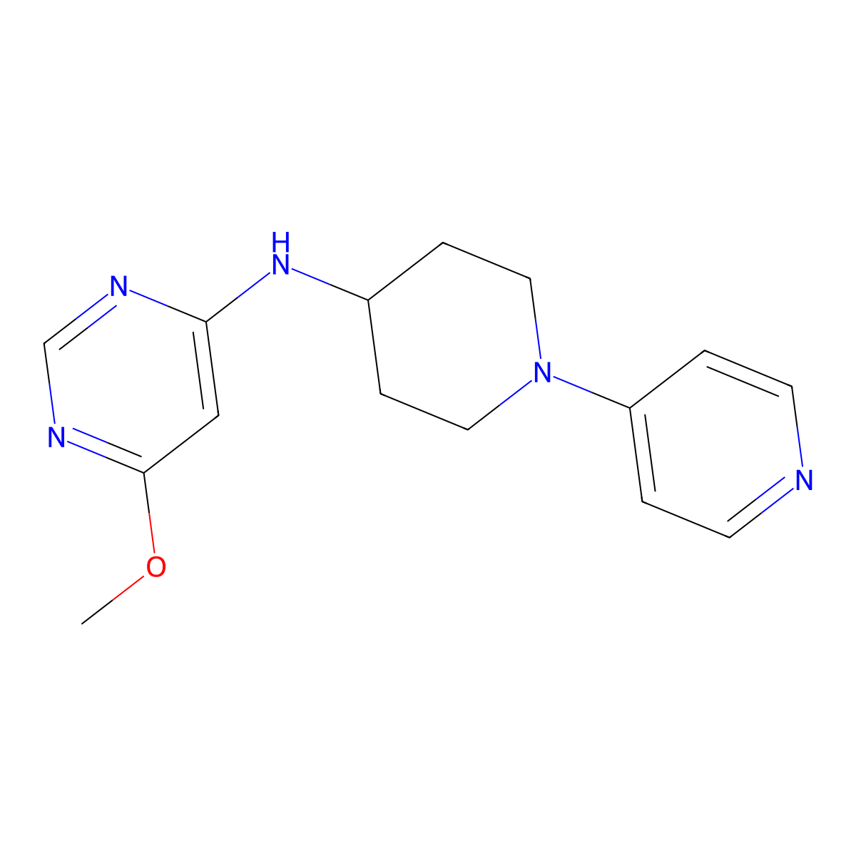 6-methoxy-N-[1-(pyridin-4-yl)piperidin-4-yl]pyrimidin-4-amine molecular structure, CAS 2202209-73-0
