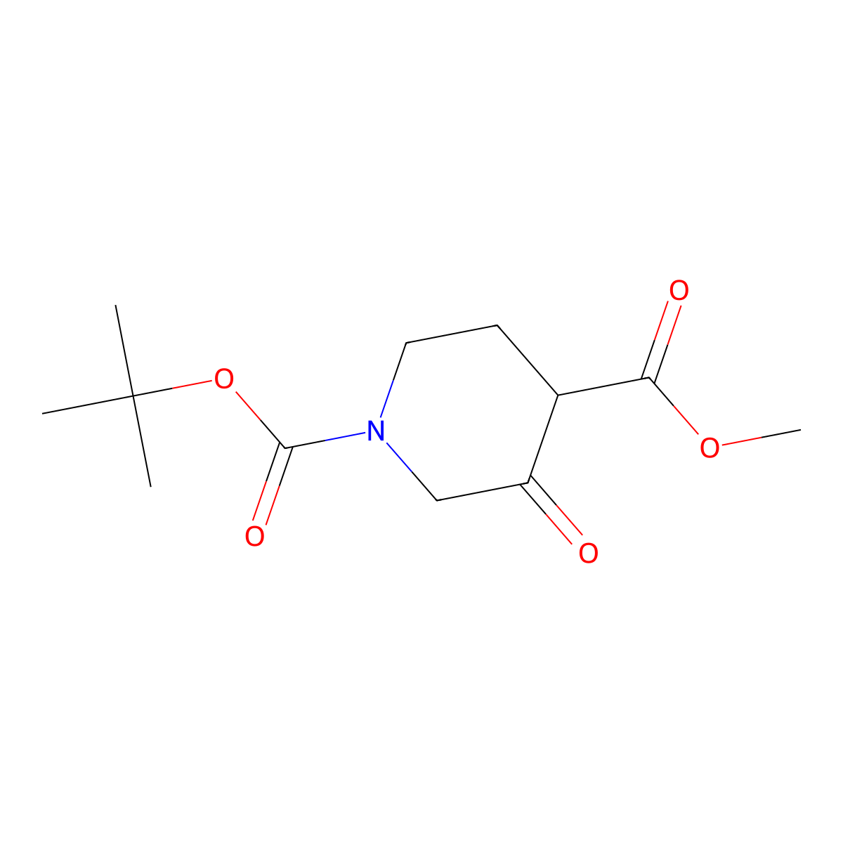 1-tert-Butyl 4-methyl 3-oxopiperidine-1,4-dicarboxylate molecular structure, CAS 220223-46-1