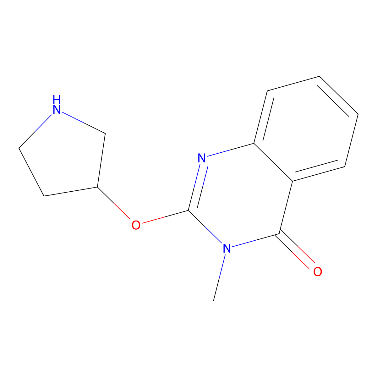 3-Methyl-2-(pyrrolidin-3-yloxy)-3,4-dihydroquinazolin-4-one molecular structure, CAS 2202244-58-2
