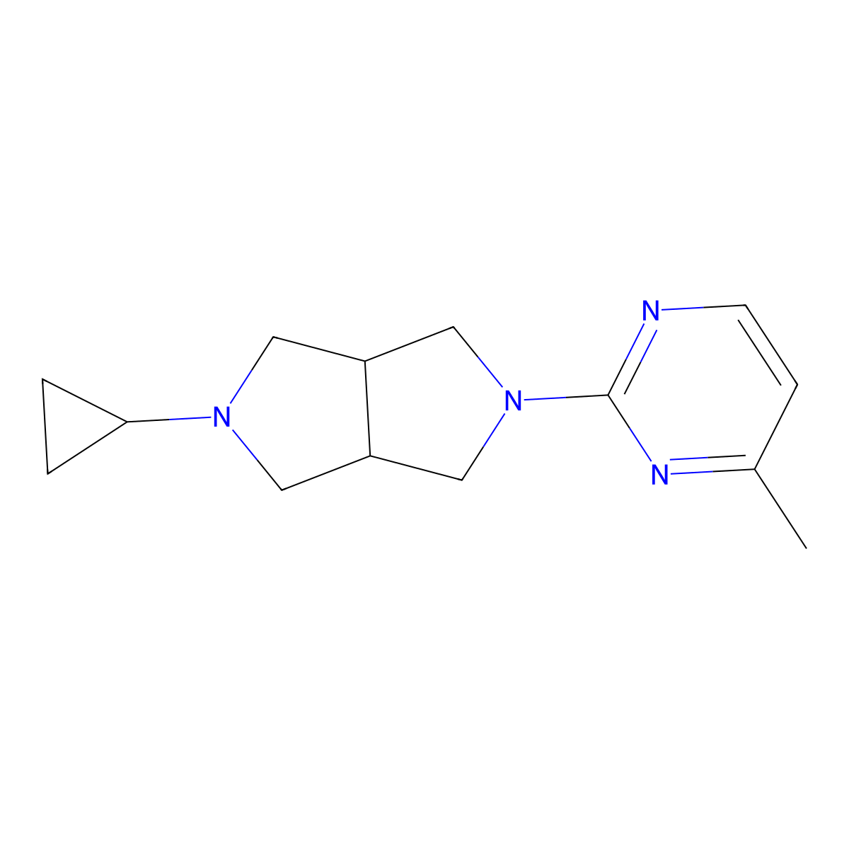 2-Cyclopropyl-5-(4-methylpyrimidin-2-yl)octahydropyrrolo[3,4-c]pyrrole molecular structure, CAS 2202247-89-8