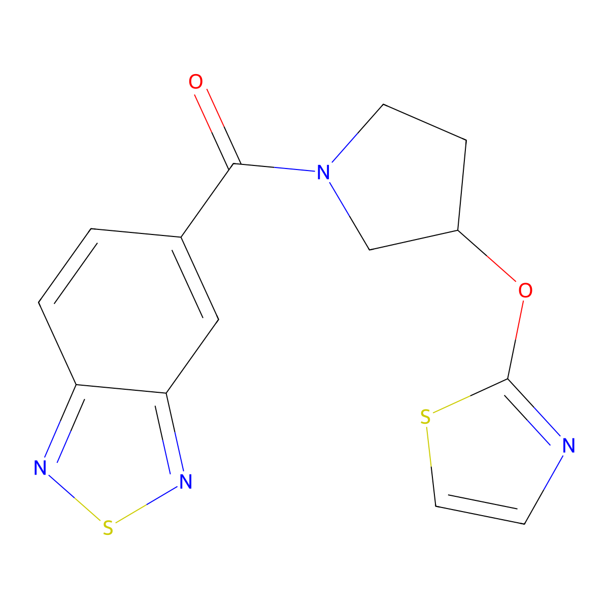 Benzo[c][1,2,5]thiadiazol-5-yl(3-(thiazol-2-yloxy)pyrrolidin-1-yl)methanone molecular structure, CAS 2202253-14-1