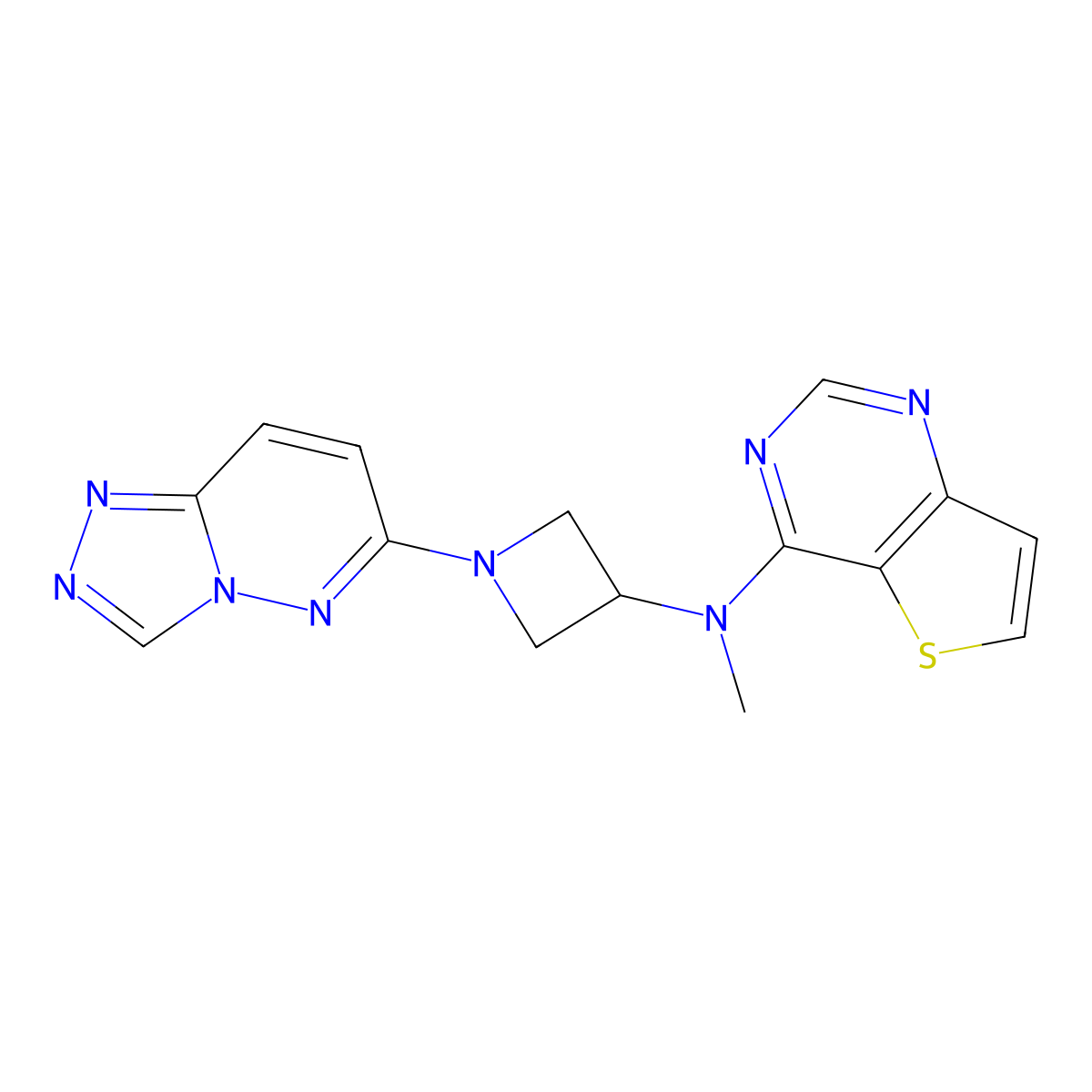 N-methyl-N-{thieno[3,2-d]pyrimidin-4-yl}-1-{[1,2,4]triazolo[4,3-b]pyridazin-6-yl}azetidin-3-amine molecular structure, CAS 2202253-96-9