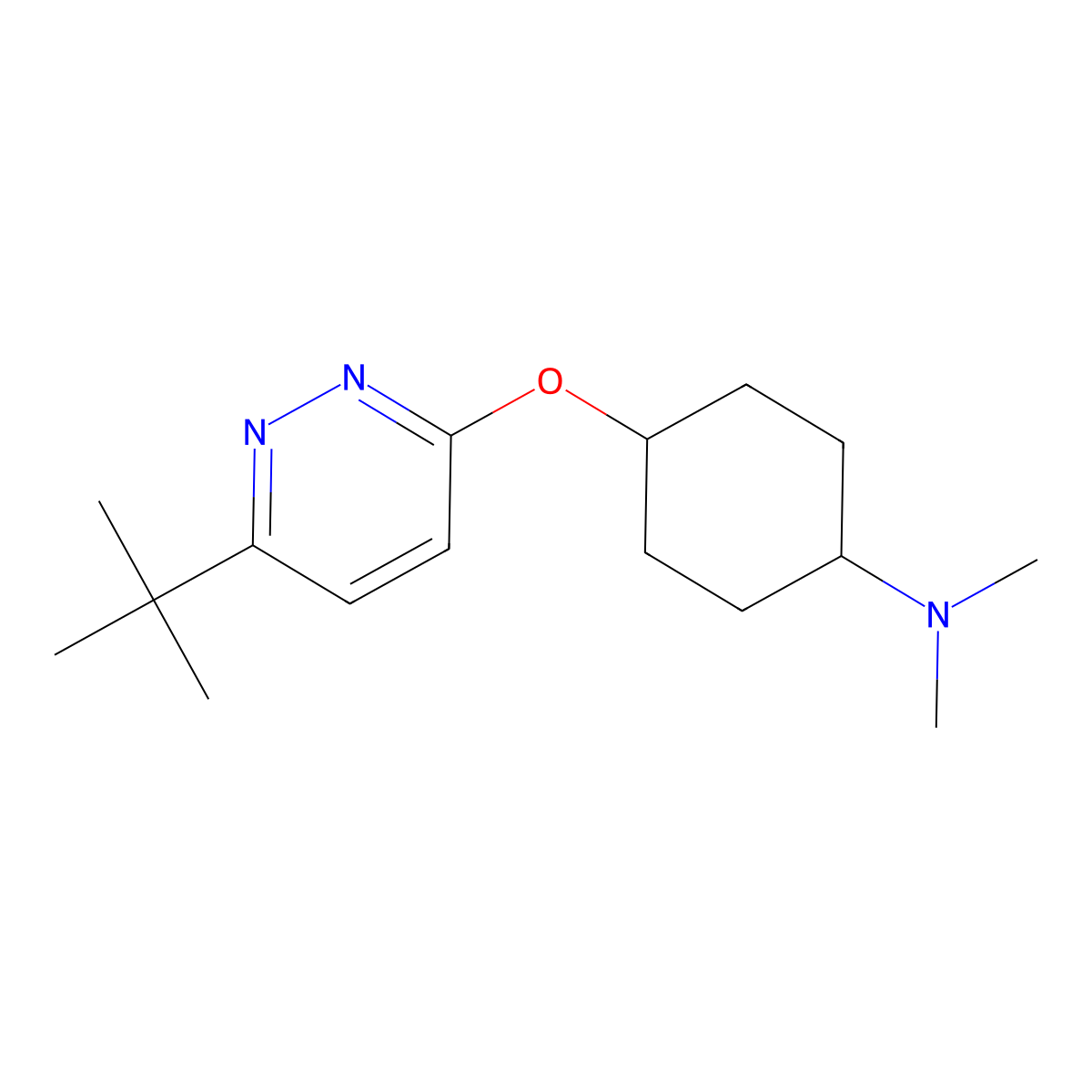 4-[(6-tert-butylpyridazin-3-yl)oxy]-N,N-dimethylcyclohexan-1-amine molecular structure, CAS 2202259-83-2