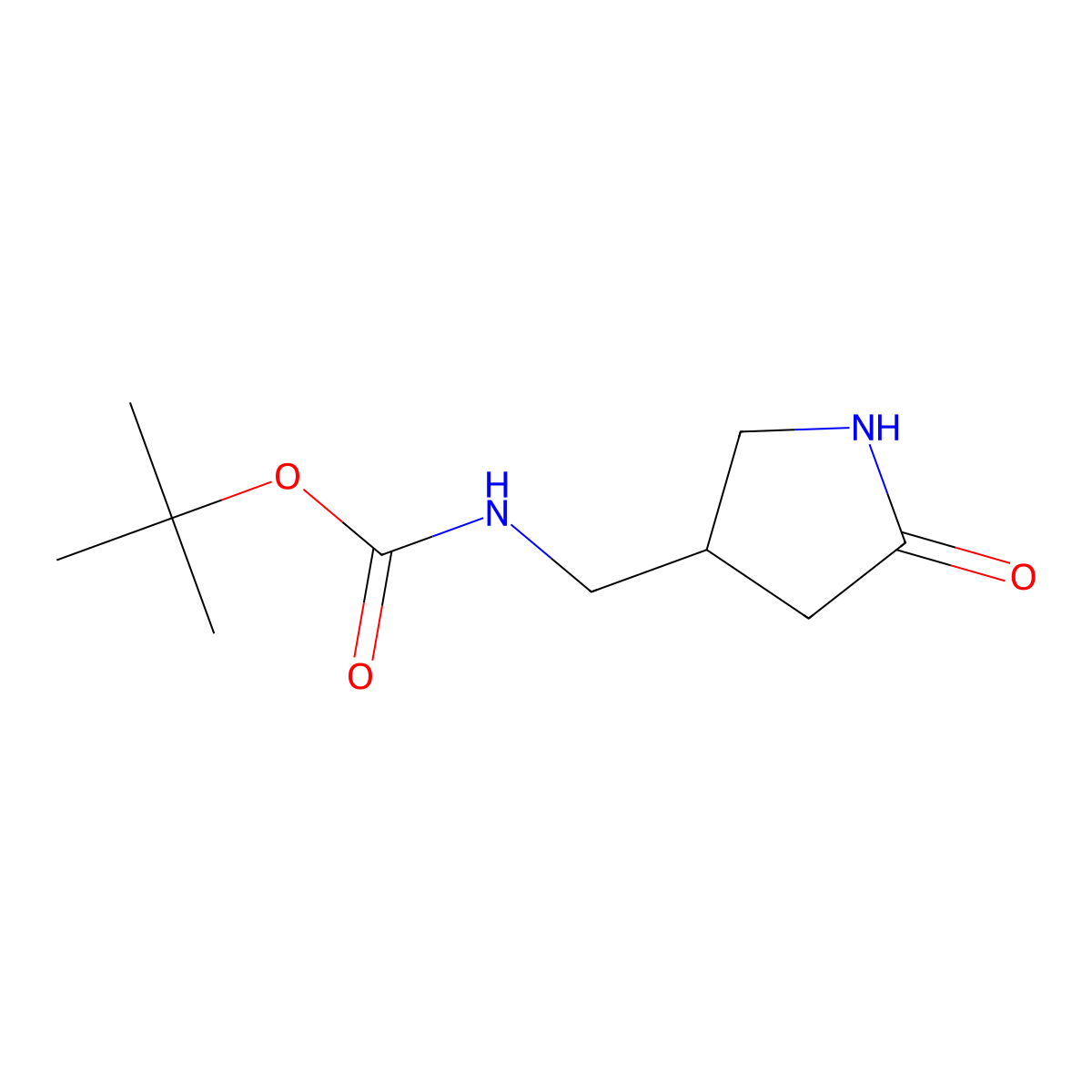 (R)-tert-Butyl ((5-oxopyrrolidin-3-yl)methyl)carbamate molecular structure, CAS 220226-11-9