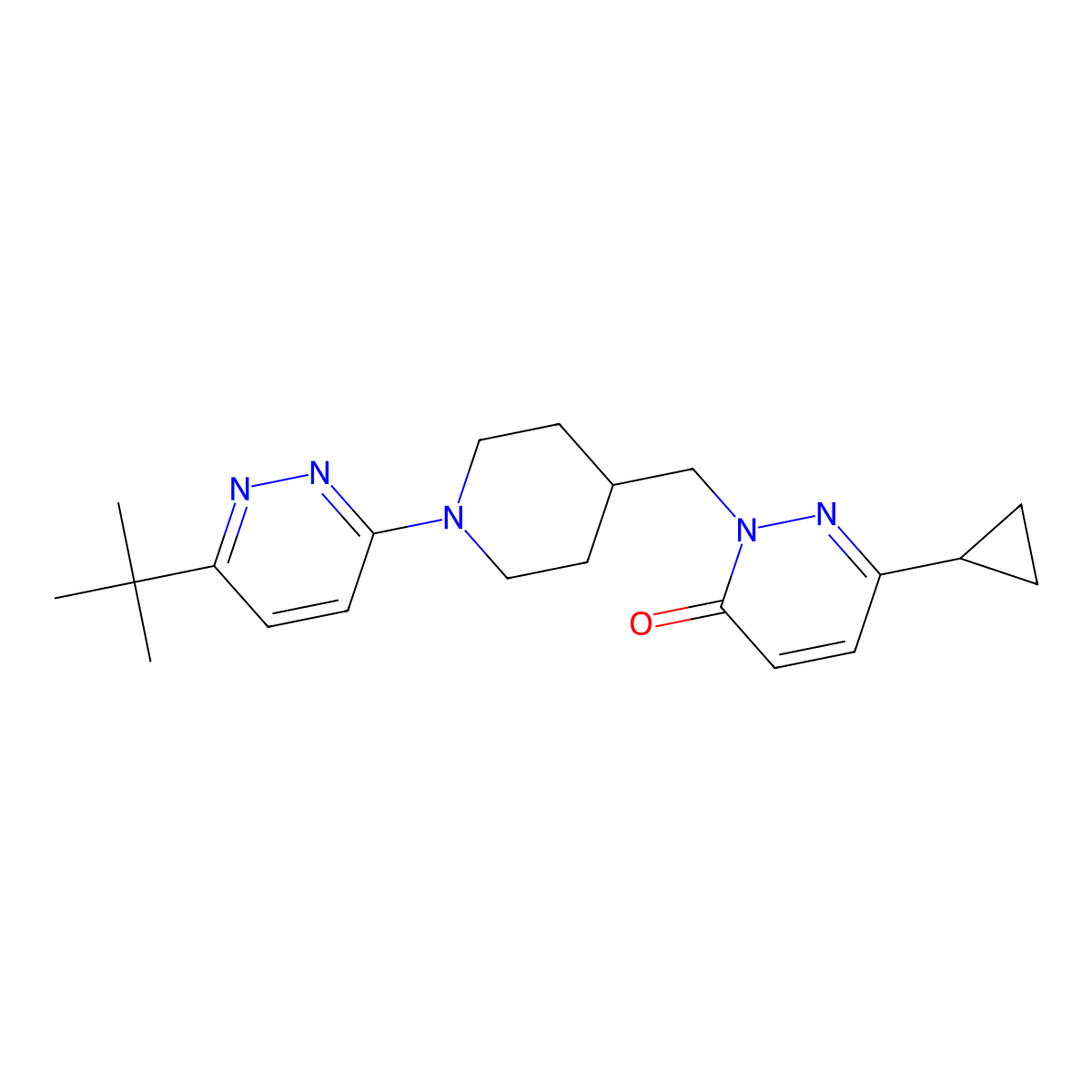 2-{[1-(6-Tert-butylpyridazin-3-yl)piperidin-4-yl]methyl}-6-cyclopropyl-2,3-dihydropyridazin-3-one molecular structure, CAS 2202260-30-6