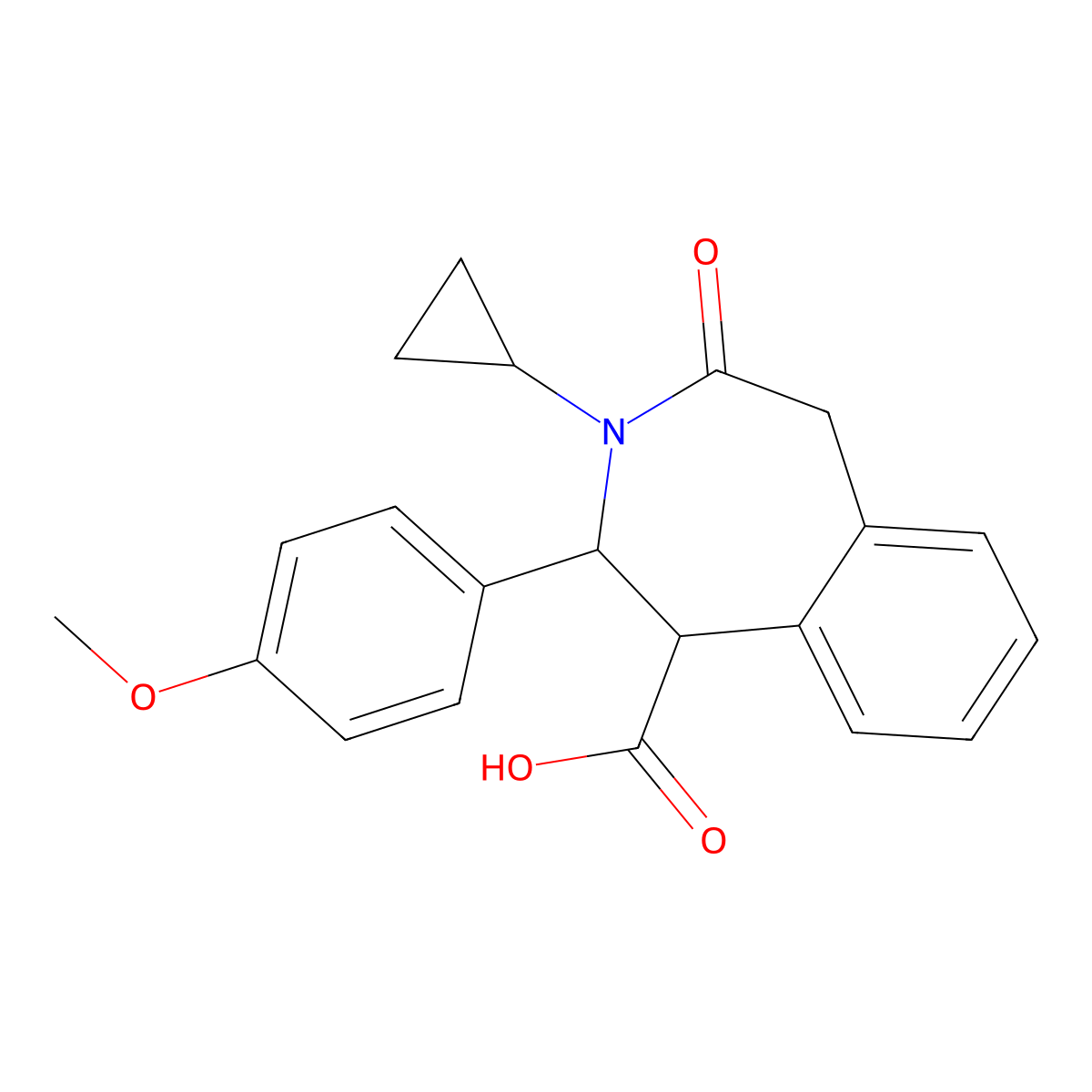 (1R,2R)-3-cyclopropyl-2-(4-methoxyphenyl)-4-oxo-2,3,4,5-tetrahydro-1H-3-benzazepine-1-carboxylic acid molecular structure, CAS 2202285-19-4
