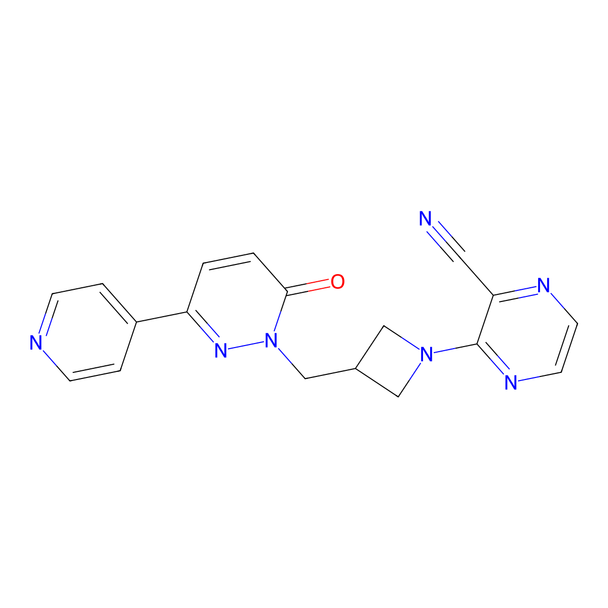 3-(3-{[6-Oxo-3-(pyridin-4-yl)-1,6-dihydropyridazin-1-yl]methyl}azetidin-1-yl)pyrazine-2-carbonitrile molecular structure, CAS 2202286-50-6