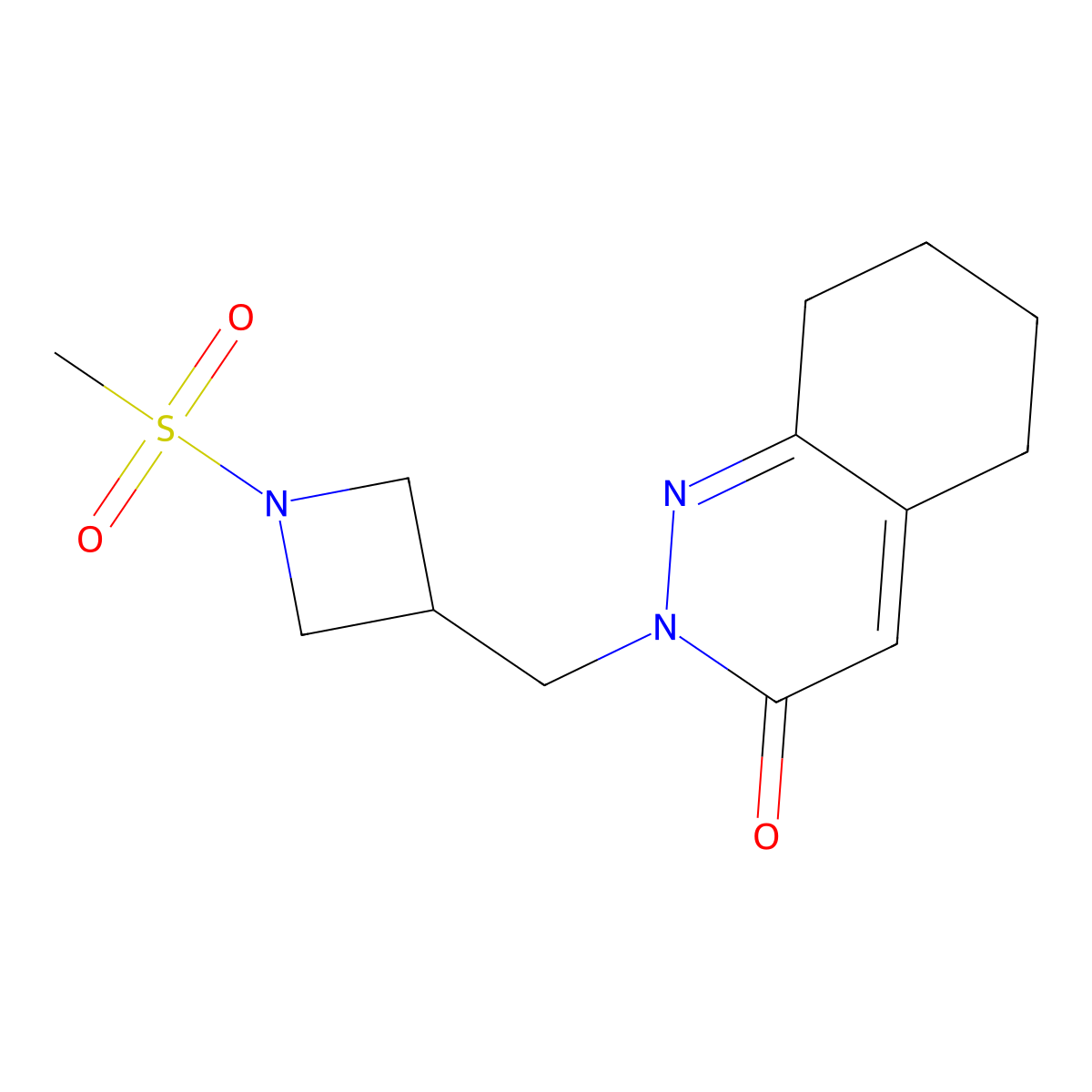 2-[(1-Methanesulfonylazetidin-3-yl)methyl]-2,3,5,6,7,8-hexahydrocinnolin-3-one molecular structure, CAS 2202294-11-7