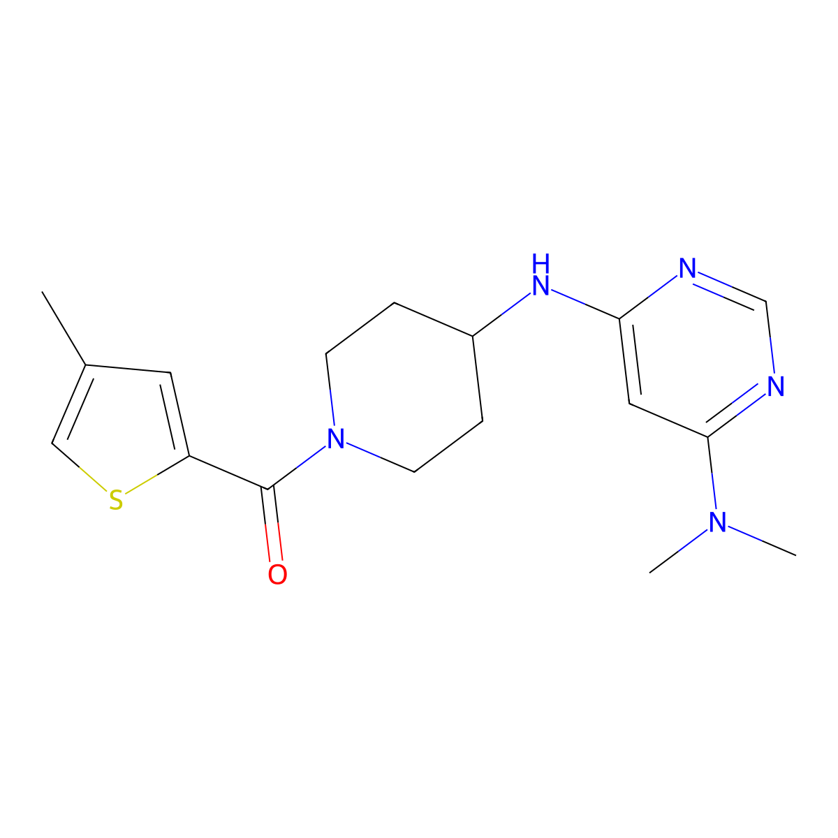 N4,N4-dimethyl-N6-[1-(4-methylthiophene-2-carbonyl)piperidin-4-yl]pyrimidine-4,6-diamine molecular structure, CAS 2202295-72-3