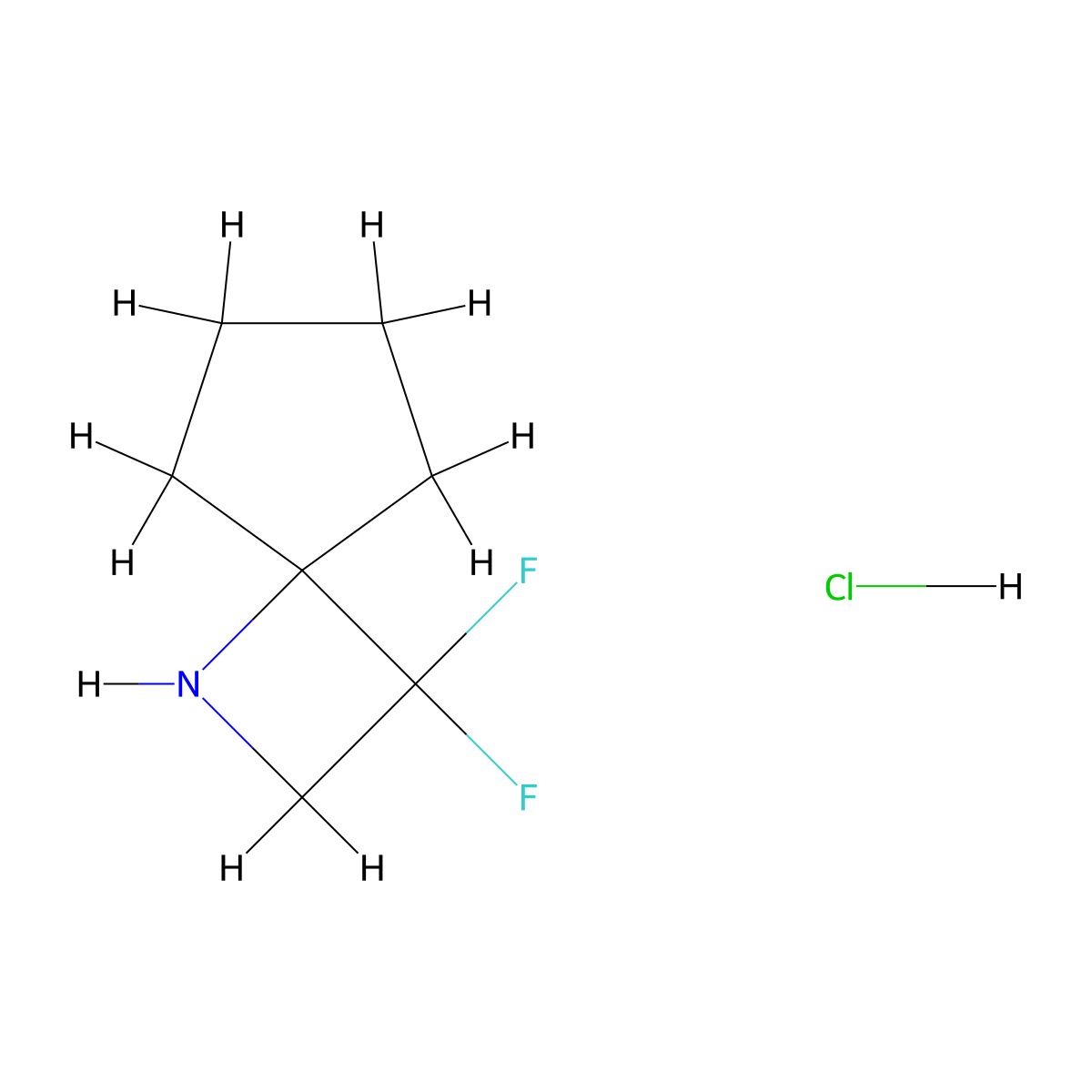 3,3-Difluoro-1-azaspiro[3.4]octane hydrochloride molecular structure, CAS 2202297-92-3