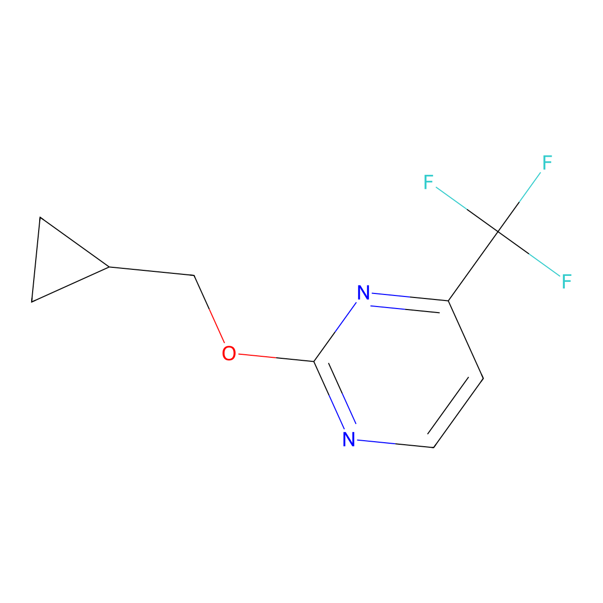 2-(Cyclopropylmethoxy)-4-(trifluoromethyl)pyrimidine molecular structure, CAS 2202325-40-2