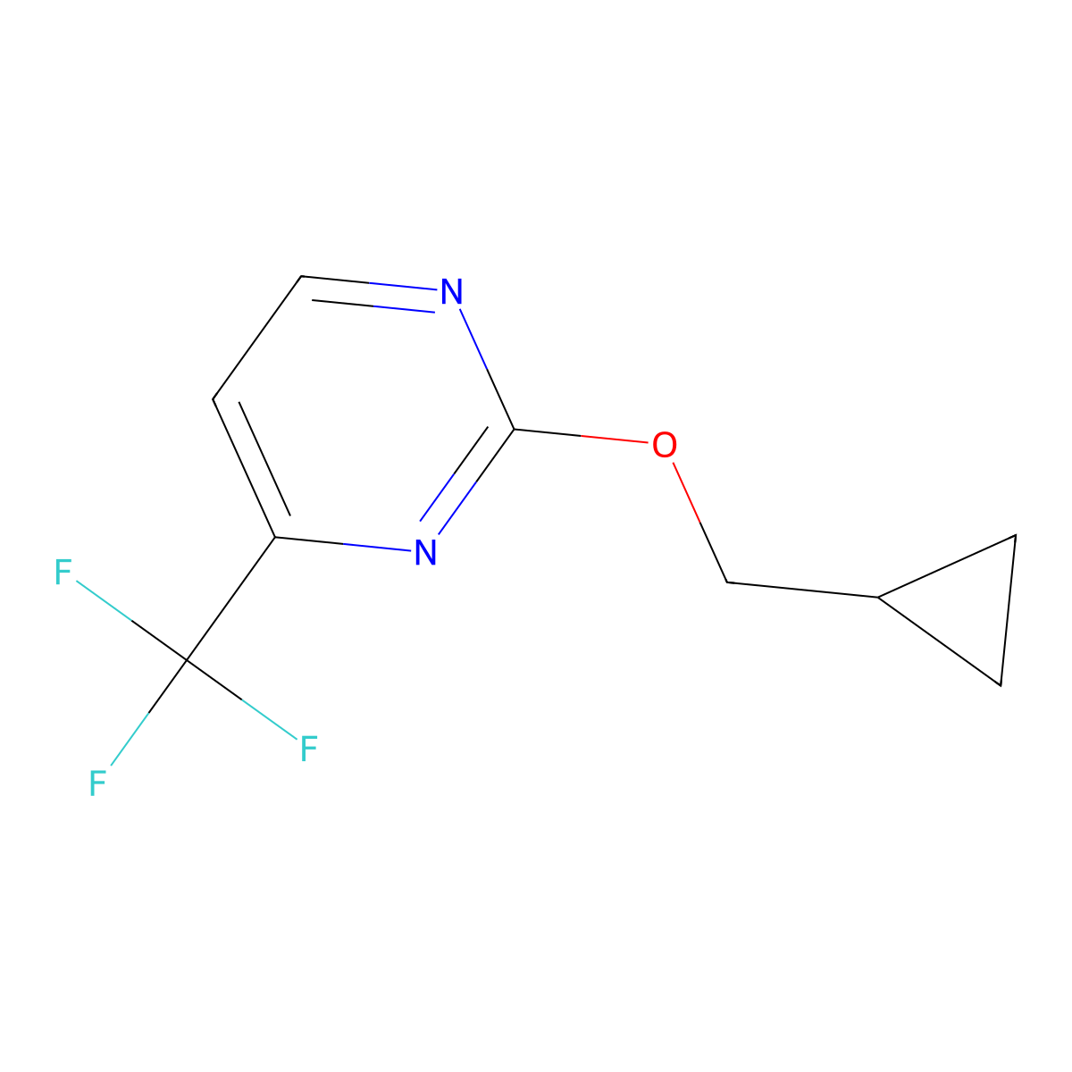 2-(Cyclopropylmethoxy)-4-(trifluoromethyl)pyrimidine molecular structure, CAS 2202325-40-2