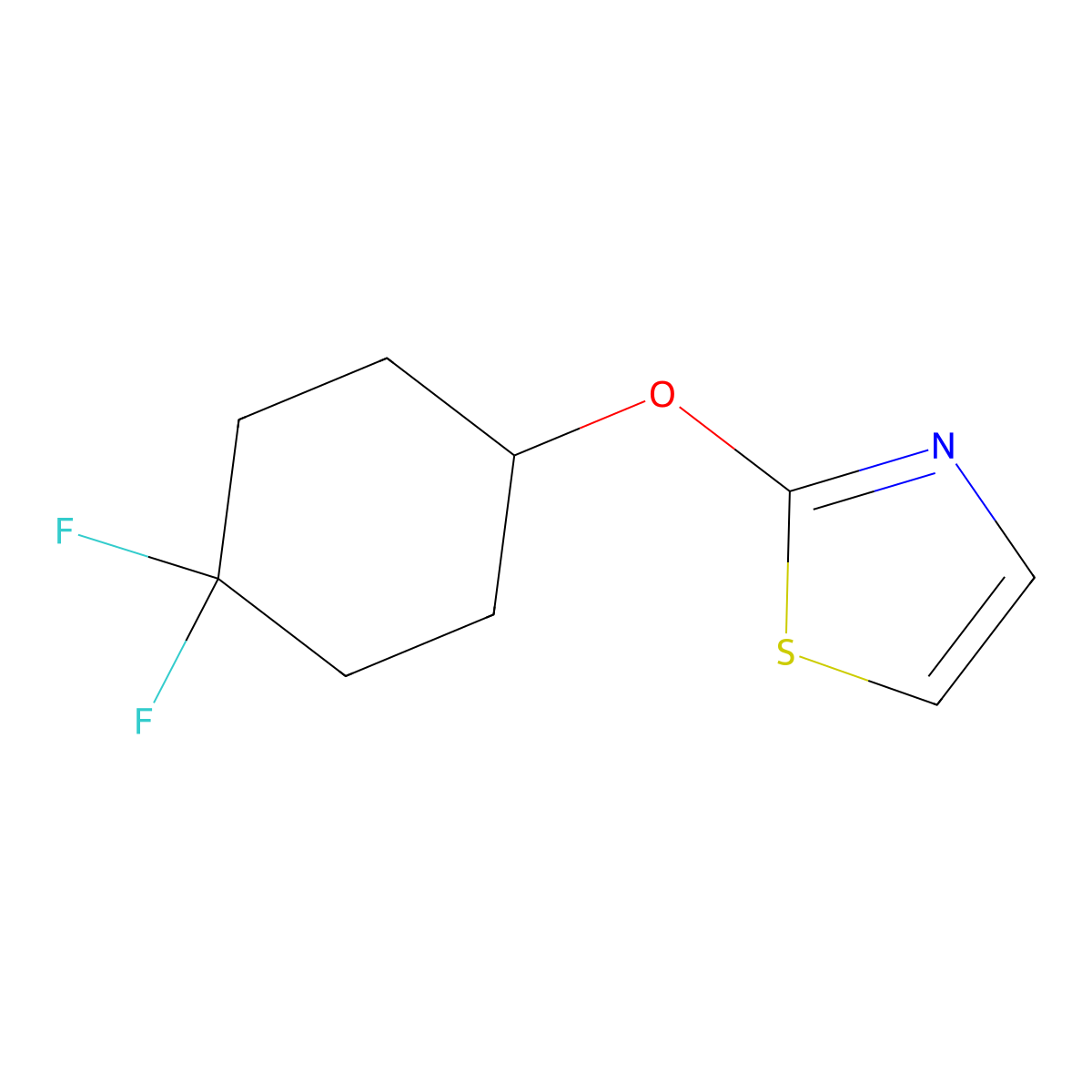 2-[(4,4-Difluorocyclohexyl)oxy]-1,3-thiazole molecular structure, CAS 2202327-49-7