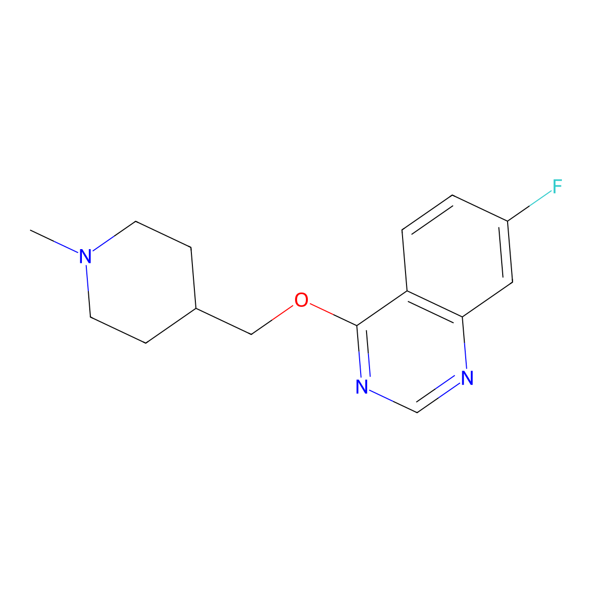 7-Fluoro-4-[(1-methylpiperidin-4-yl)methoxy]quinazoline molecular structure, CAS 2202329-07-3