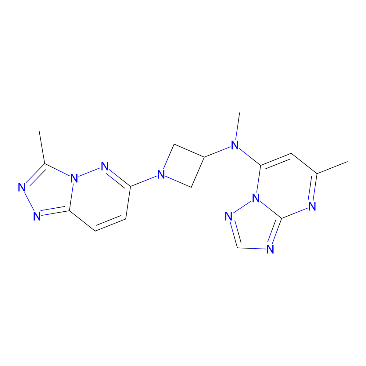 N-methyl-N-{5-methyl-[1,2,4]triazolo[1,5-a]pyrimidin-7-yl}-1-{3-methyl-[1,2,4]triazolo[4,3-b]pyridazin-6-yl}azetidin-3-amine molecular structure, CAS 2202333-35-3