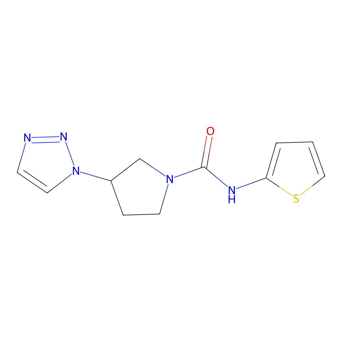 N-(thiophen-2-yl)-3-(1H-1,2,3-triazol-1-yl)pyrrolidine-1-carboxamide molecular structure, CAS 2202336-63-6