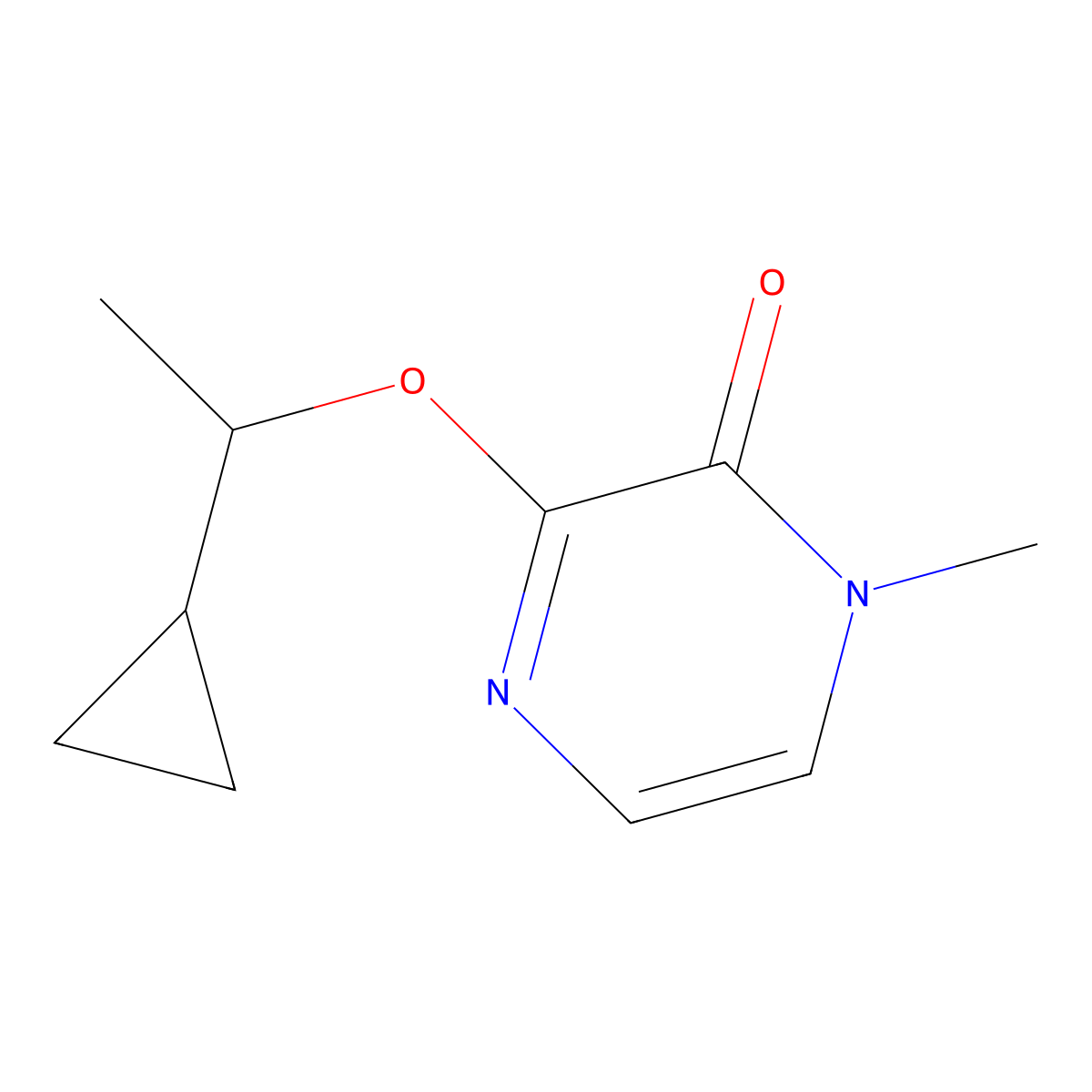 3-(1-Cyclopropylethoxy)-1-methyl-1,2-dihydropyrazin-2-one molecular structure, CAS 2202367-33-5