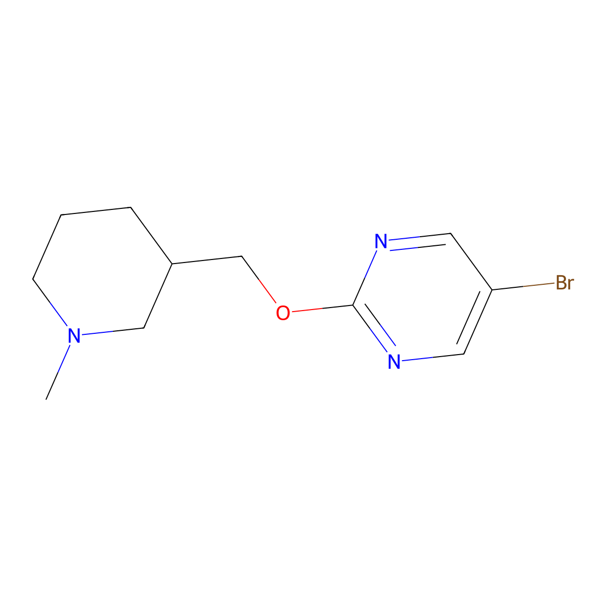 5-Bromo-2-[(1-methylpiperidin-3-yl)methoxy]pyrimidine molecular structure, CAS 2202367-38-0